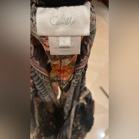 Camilla Animal Iprint Shoestring Strap Crystal Embellished Silk Playsuit sz L - Picture 5 of 6